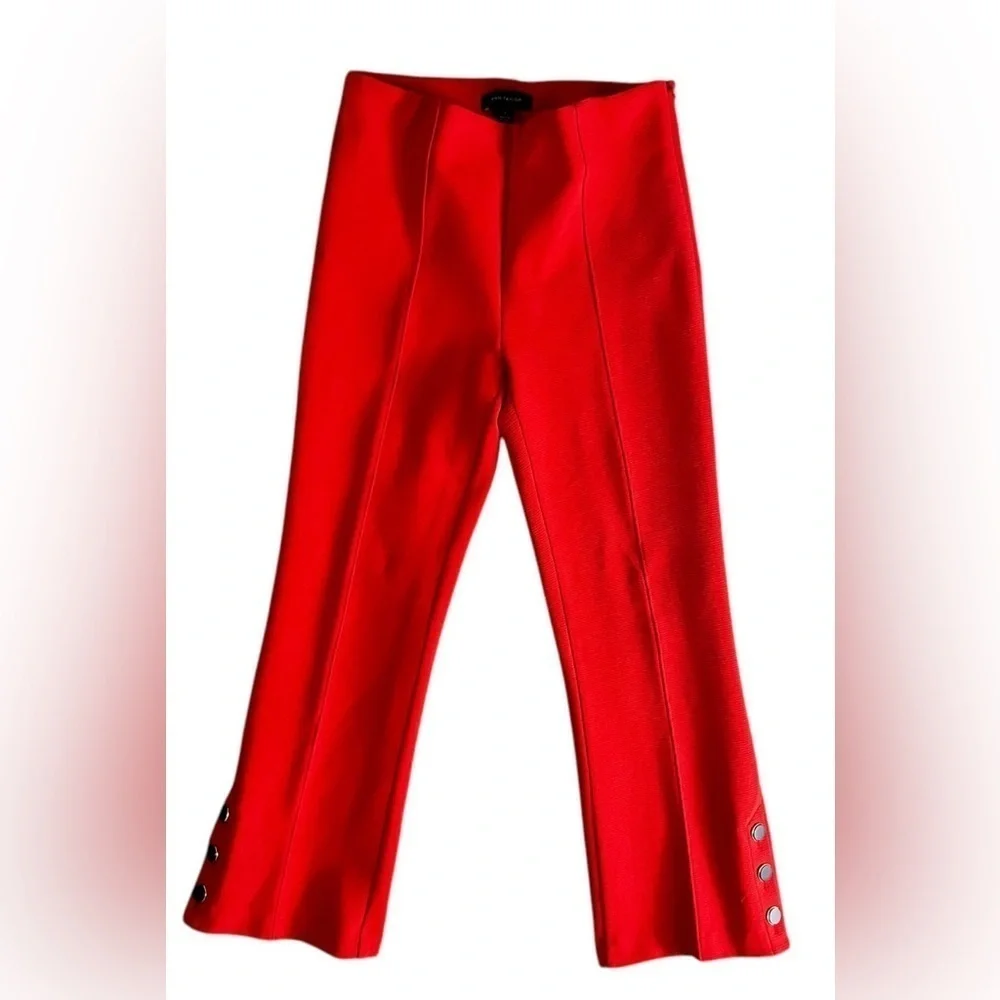 Ann Taylor Button Trim Kick Crop Pant, SZ: 4, Vibrant Red - Picture 2 of 10